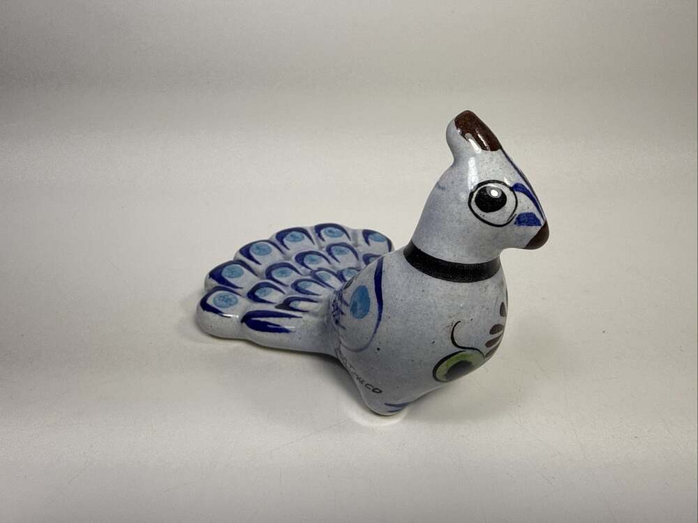 Vtg Tonala Mexican Folk Art Hand Painted Peacock Signed “Cat” G2 - Picture 5 of 11